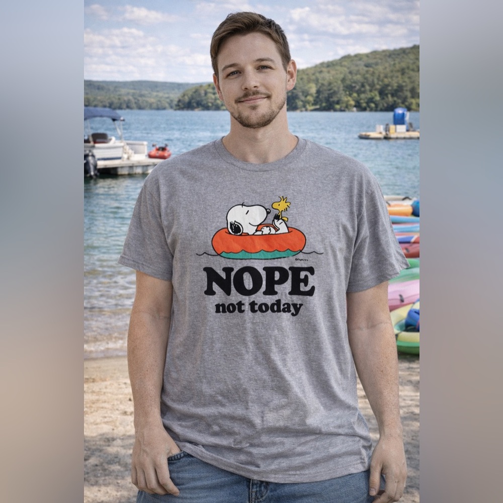 Peanuts Gray Snoopy 'Nope Not Today' Graphic Tee Shirt Size XXL 2XL NWT